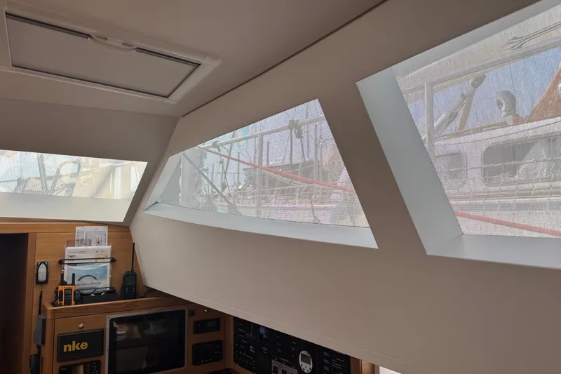  Yacht Photos Pics Interior view of 2023 Garcia SLOOP ALUMINIUM 51 yacht with modern navigation equipment.