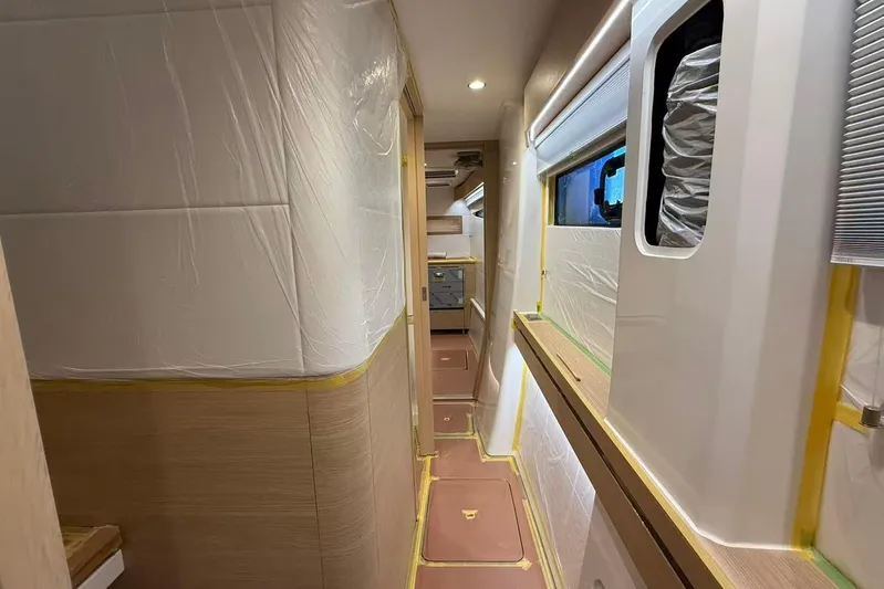  Yacht Photos Pics Interior hallway of 2026 HH Catamarans HH44 SC under construction.