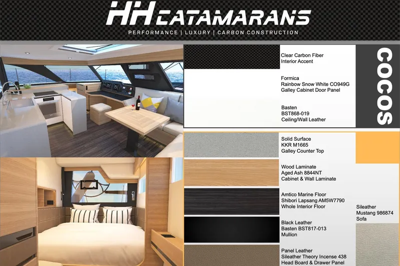  Yacht Photos Pics Interior design and material options for 2026 HH Catamarans HH44 SC, featuring luxury finishes.
