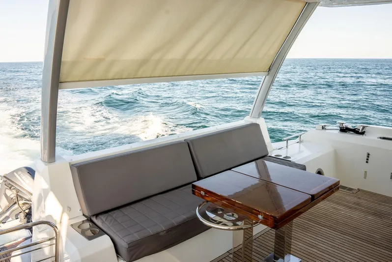 Knightlife Yacht Photos Pics Luxurious 2017 Prestige 630 yacht with elegant seating and ocean view.