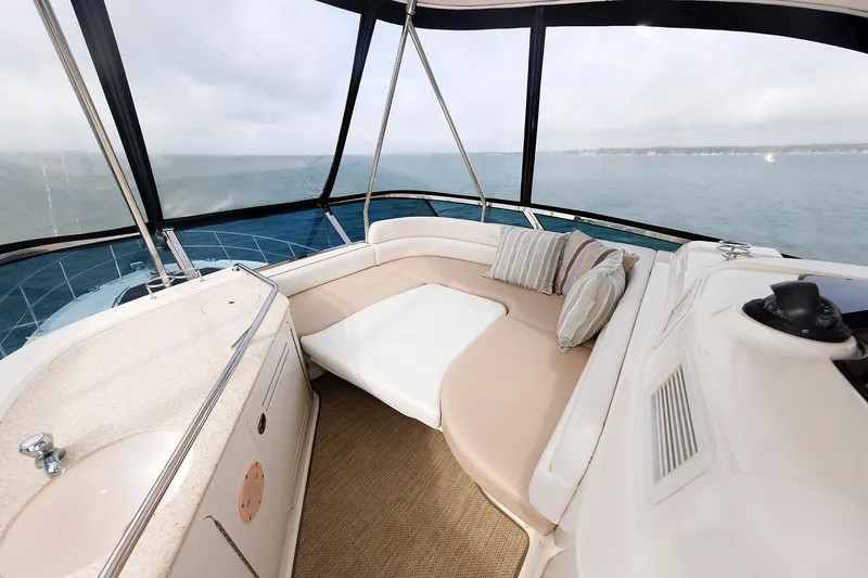 Yacht Photos Pics Luxurious interior of 2010 Sea Ray 520 Sedan Bridge yacht with ocean view.