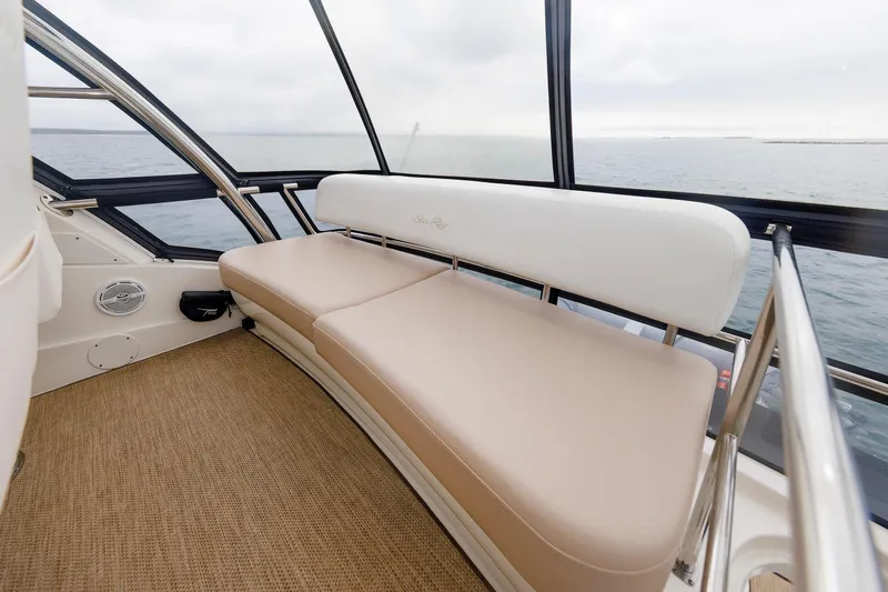  Yacht Photos Pics Interior seating of 2010 Sea Ray 520 Sedan Bridge yacht with ocean view.