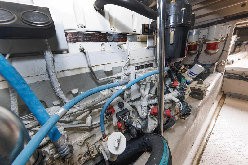  Yacht Photos Pics Engine room of 2010 Sea Ray 520 Sedan Bridge with visible wiring and components.