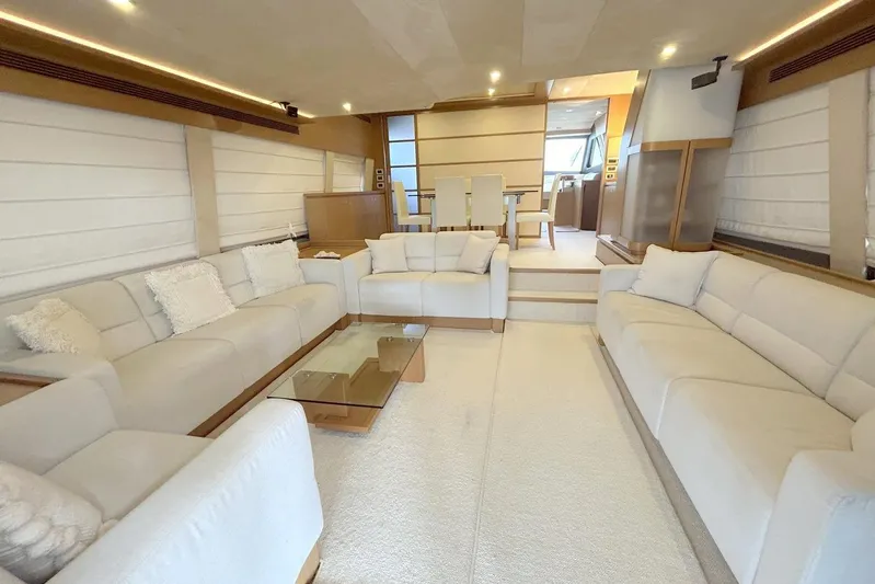 M/y Argo Yacht Photos Pics Luxurious interior of 2006 Ferretti Yachts 780 with elegant seating and modern design.