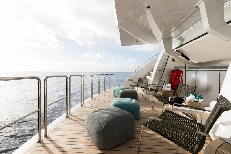 Laurentia Yacht Photos Pics Luxurious deck of 2017 Heesen Fast Displacement Motor Yacht with ocean view.