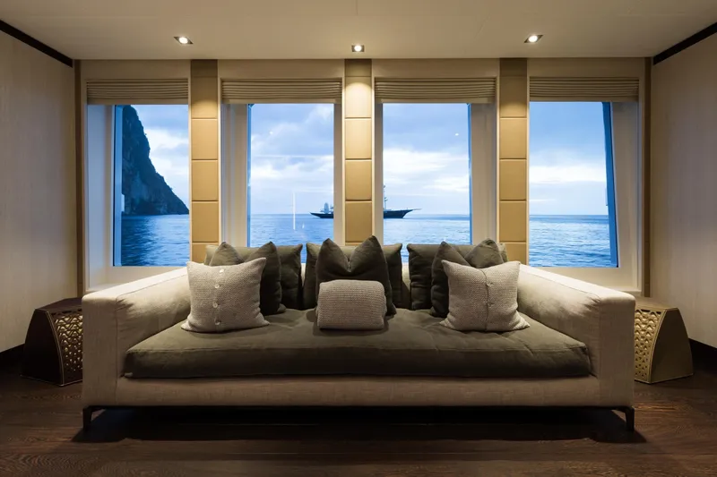 Laurentia Yacht Photos Pics Luxurious interior of 2017 Heesen Fast Displacement Motor Yacht with ocean view.