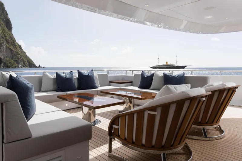Laurentia Yacht Photos Pics Luxurious 2017 Heesen Fast Displacement Motor Yacht deck with ocean view and elegant seating.