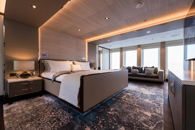 Laurentia Yacht Photos Pics Luxurious bedroom interior on 2017 Heesen Fast Displacement Motor Yacht.