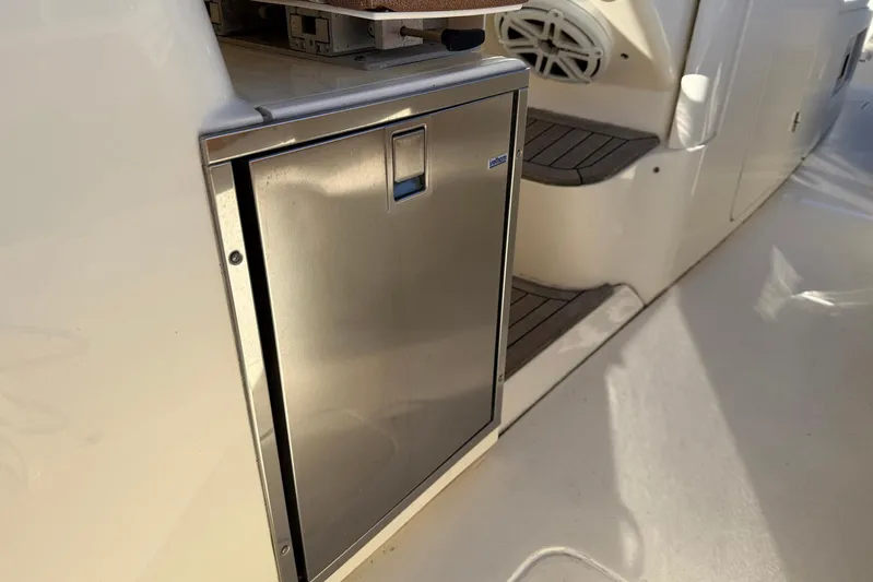 Electric Arc Yacht Photos Pics Stainless steel compartment on 2018 Scout 350 LXF boat deck.