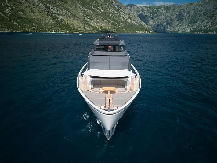 Zafiro III Yacht Photos Pics Sanlorenzo SX88 2020 yacht cruising in scenic coastal waters.