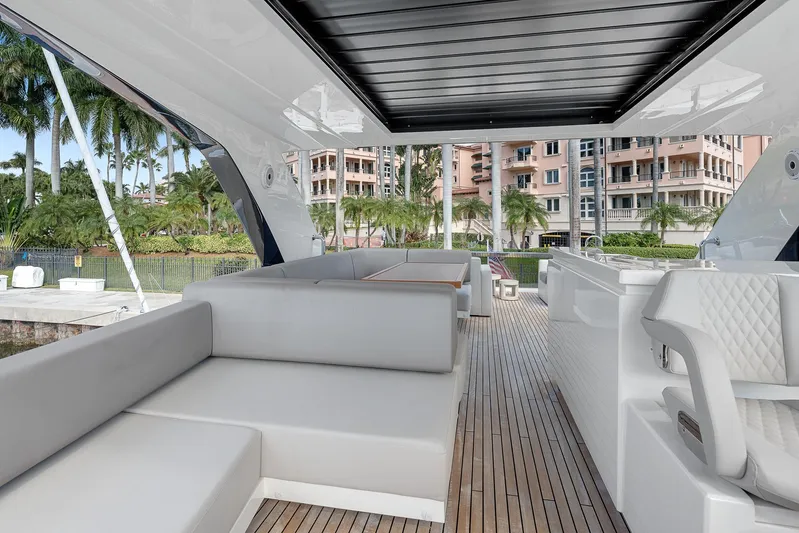 Ascendo Yacht Photos Pics Luxurious 2022 Astondoa 66 yacht interior with sleek seating and modern design.