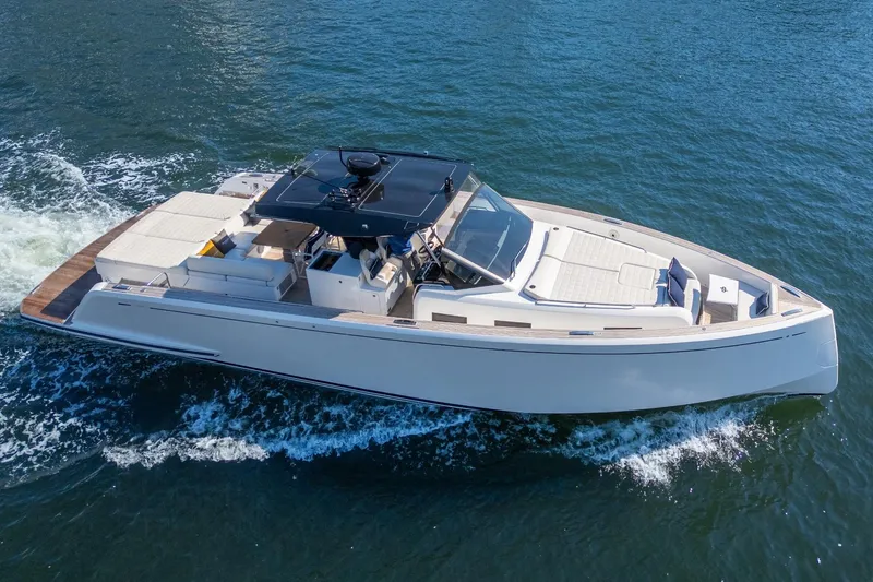  Yacht Photos Pics 2019 Pardo Yachts P50 cruising on open water, showcasing sleek design and luxury features.