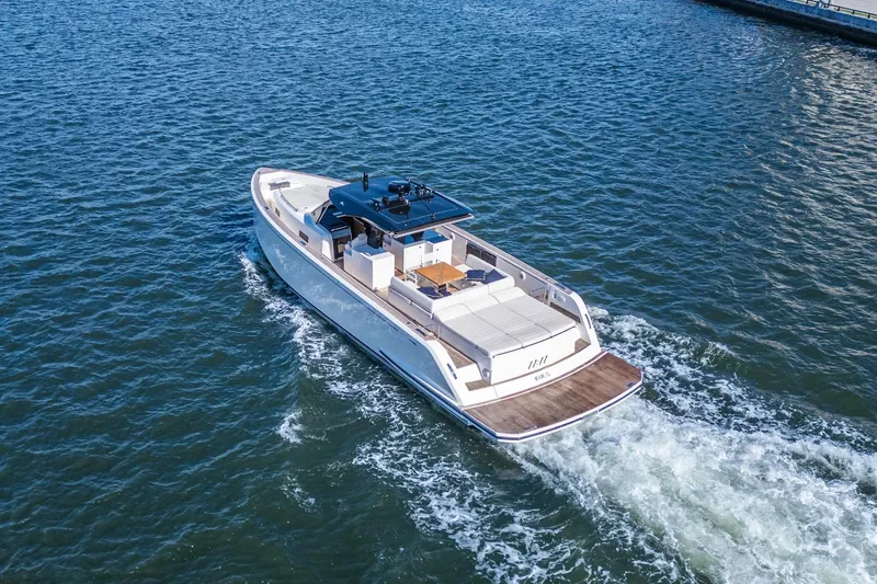  Yacht Photos Pics 2019 Pardo Yachts P50 cruising on open water, showcasing sleek design and luxury features.