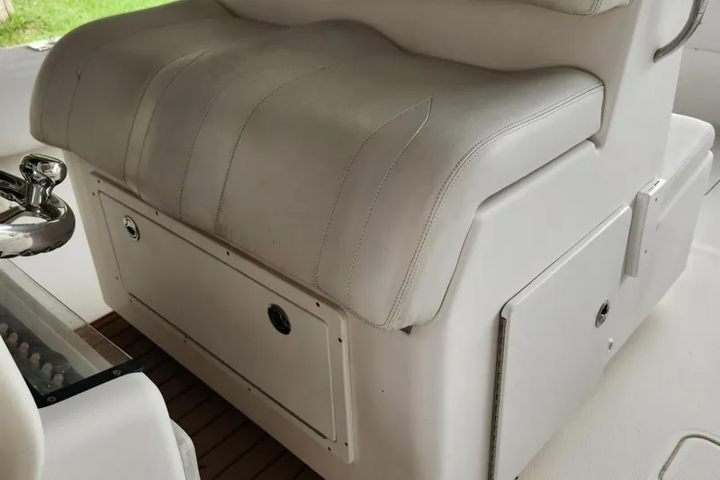  Yacht Photos Pics White cushioned seating on 2009 Invincible 36 Open Fisherman boat.