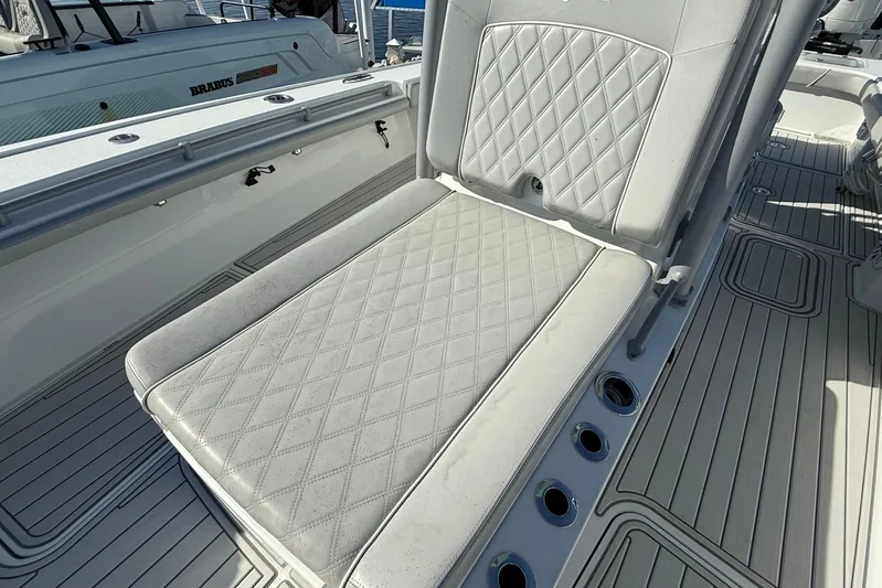 Yacht Photos Pics 2021 Costa Custom Boats 264 HC with diamond-stitched seating and sleek deck design.