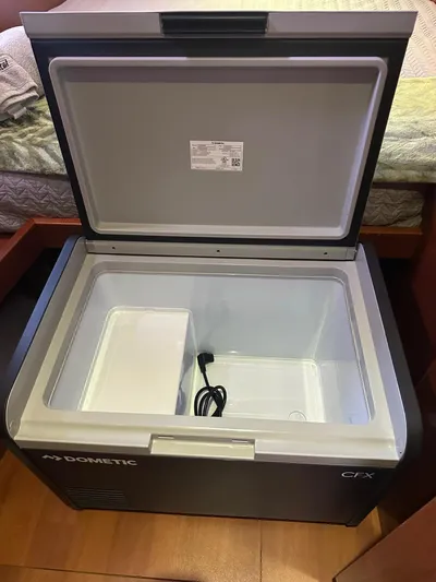  Yacht Photos Pics Open Dometic CFX cooler inside a 2014 Beneteau Oceanis 50 yacht cabin.