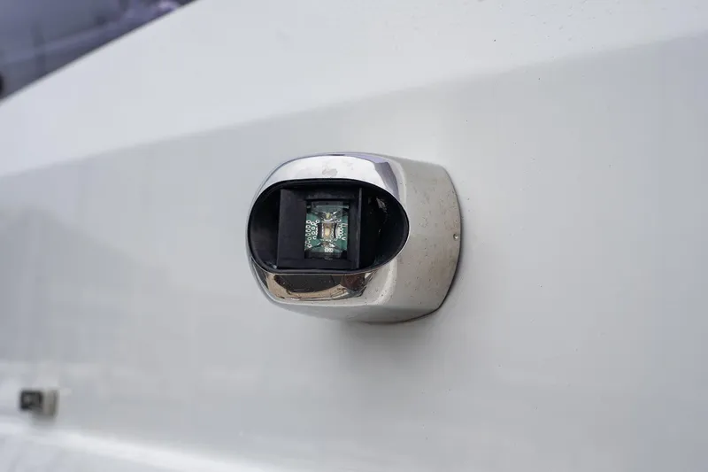  Yacht Photos Pics Close-up of a 2021 Sealine F430 boat sensor on a white surface.
