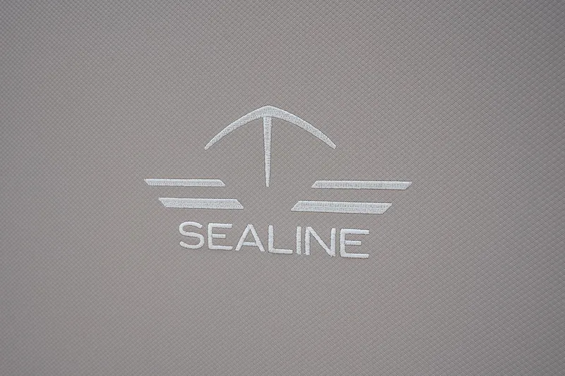  Yacht Photos Pics Sealine F430 2021 logo on textured gray background.