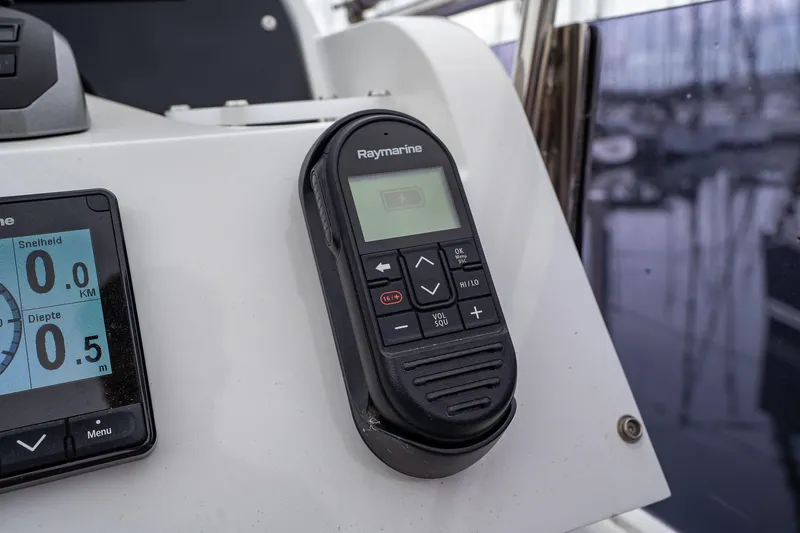  Yacht Photos Pics Control panel on 2021 Sealine F430 yacht with Raymarine device and display screen.