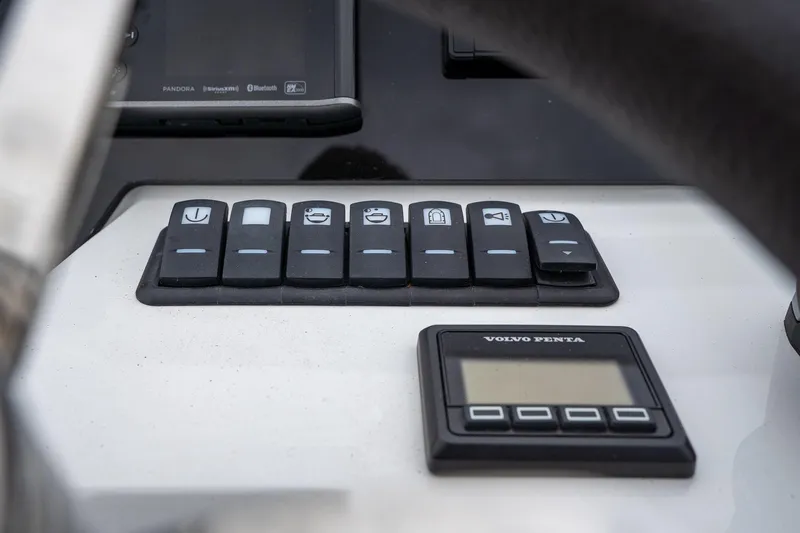  Yacht Photos Pics Control panel of a 2021 Sealine F430 yacht with Volvo Penta display.