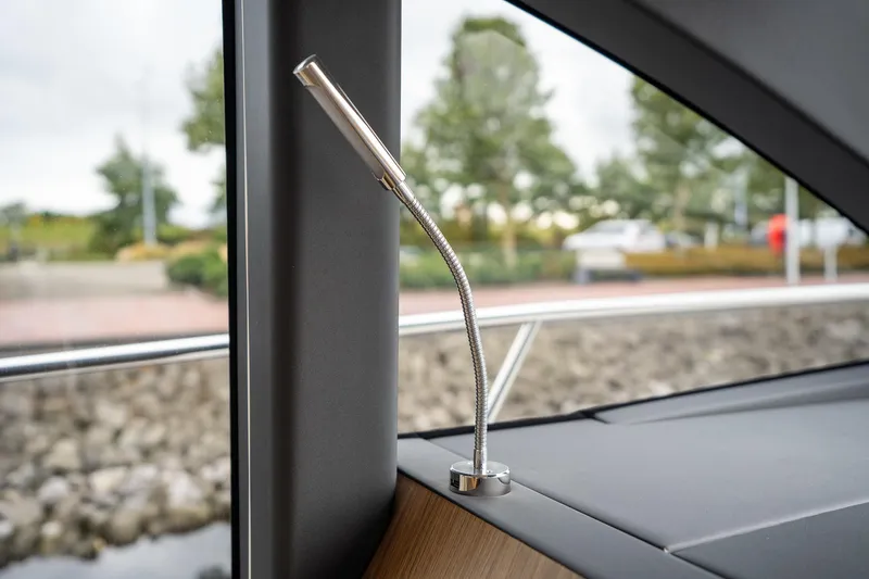  Yacht Photos Pics Interior detail of 2021 Sealine F430 yacht, featuring a sleek, modern reading light.