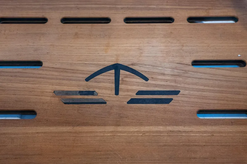  Yacht Photos Pics Wooden deck with Sealine F430 logo, 2021 model.