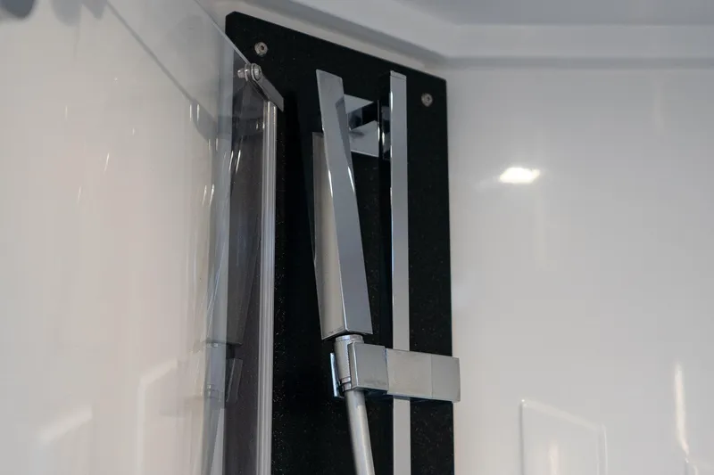  Yacht Photos Pics Modern shower fixture in 2021 Sealine F430 yacht bathroom.