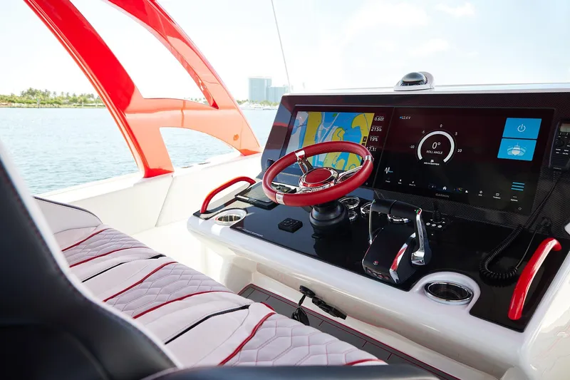  Yacht Photos Pics 2025 Midnight Express 37' Open boat dashboard with advanced navigation and control systems.