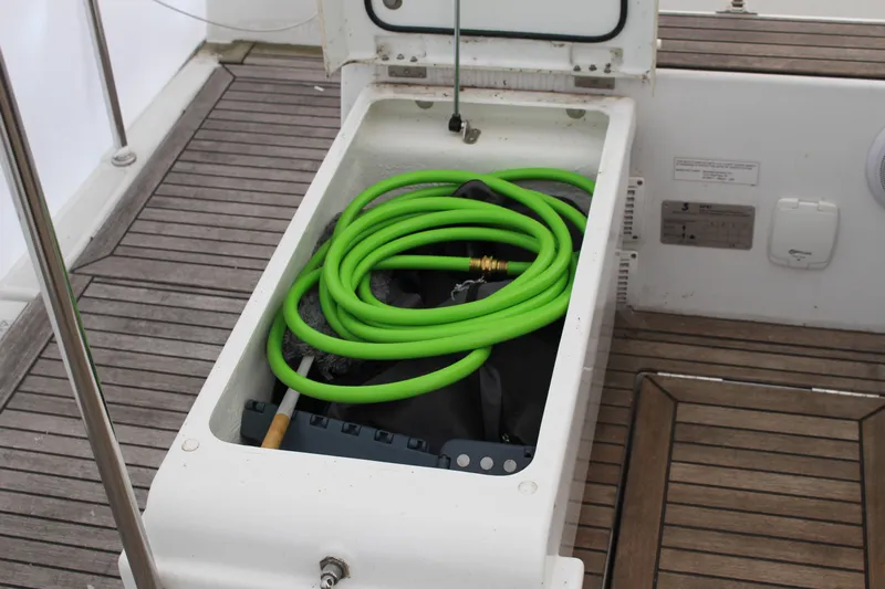 Spellbound Yacht Photos Pics BBQ & Storage compartment. Aft helm seat