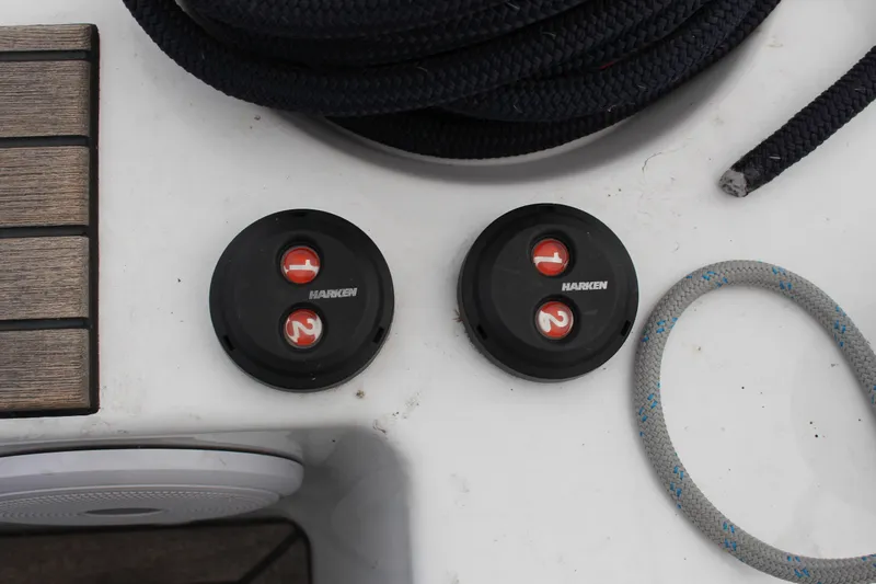 Spellbound Yacht Photos Pics 2 speed, reversible Harken winches with AST Auto Sail Trim system.