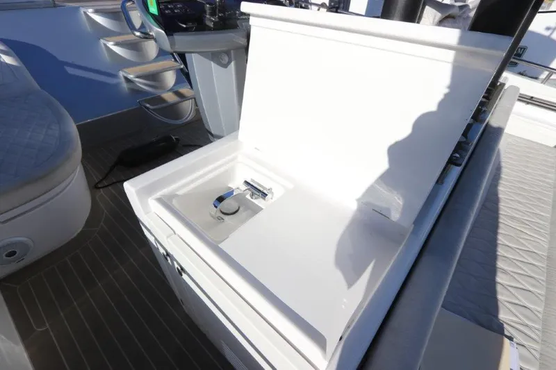  Yacht Photos Pics Open storage compartment on 2018 Canados Gladiator 428 yacht deck.