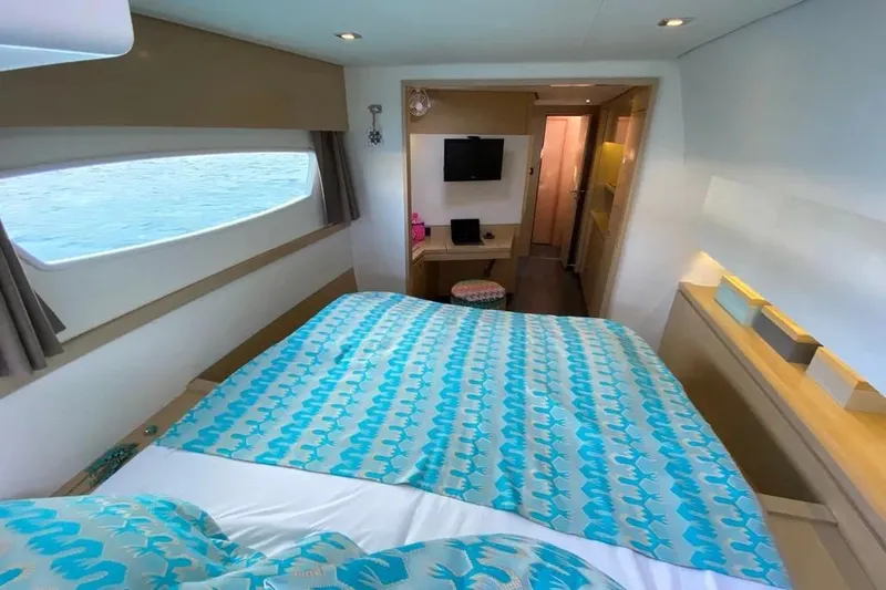 Xclip Yacht Photos Pics Luxurious cabin interior of 2015 Fountaine Pajot SABA 50 catamaran with ocean view.