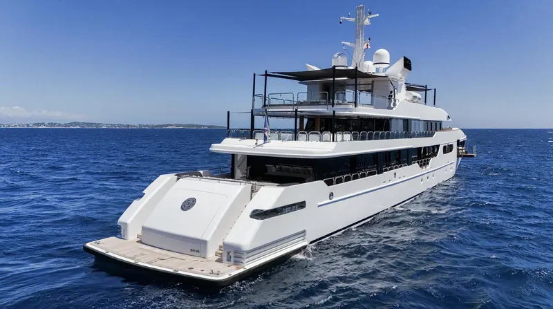 Magna Grecia Yacht Photos Pics Luxurious 1986 Custom Elsflether Werft yacht cruising on open sea.