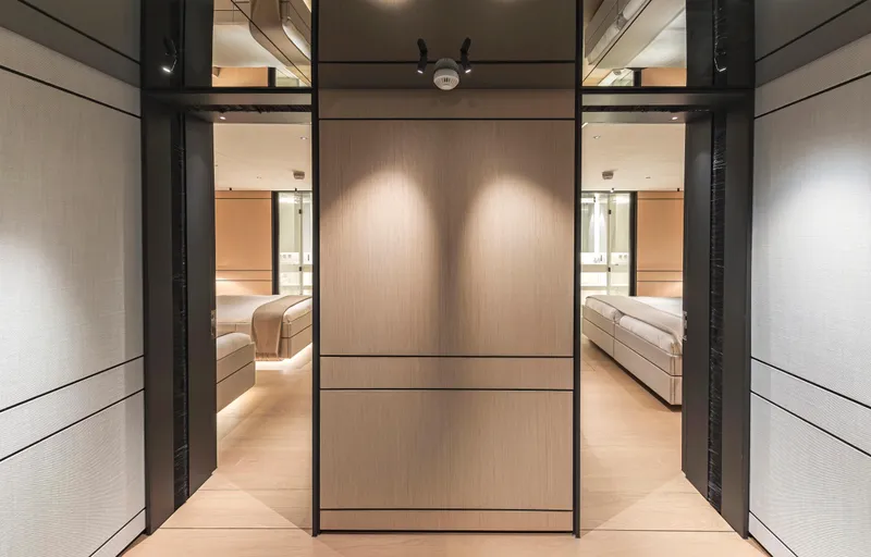 Conrad C144s Hull #4 Yacht Photos Pics Modern Conrad C144S interior with symmetrical design and luxurious bedrooms, 2026 model.