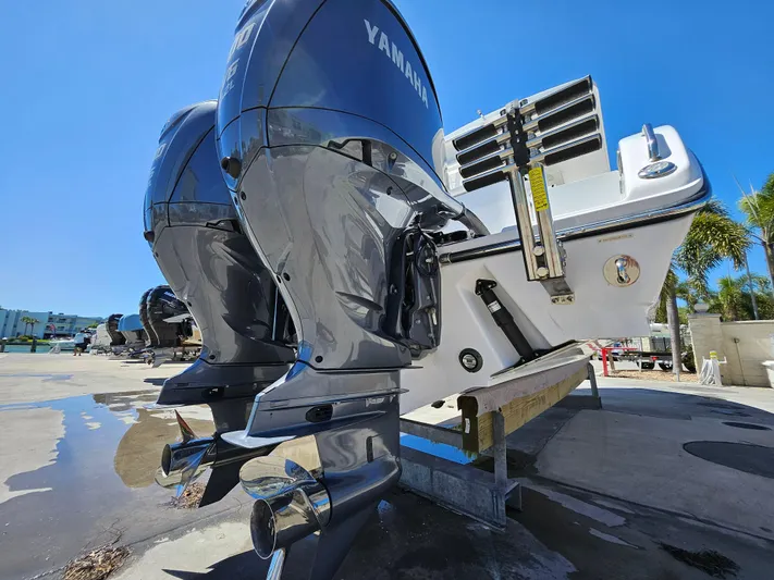  Yacht Photos Pics 2022 Century 2900 Center Console with Yamaha outboard motors on display.