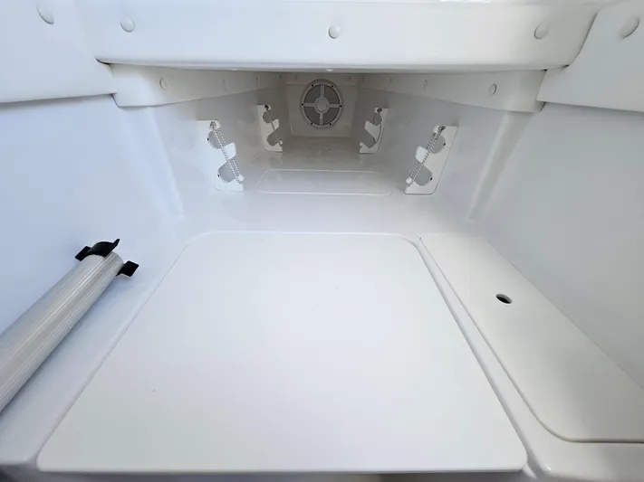  Yacht Photos Pics Interior view of 2022 Century 2900 Center Console boat storage compartment.