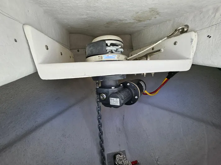 Yacht Photos Pics Anchor winch system on a 2022 Century 2900 Center Console boat.