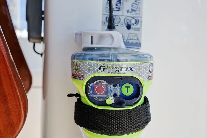 Mustang III Yacht Photos Pics Emergency beacon on 2007 Beneteau Oceanis 423 sailboat, featuring GlobalFix V4 GPS technology.