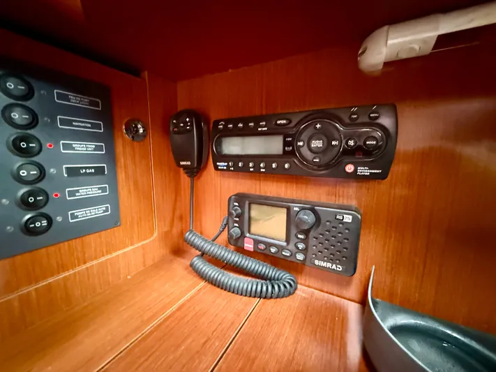  Yacht Photos Pics Control panel and radio equipment inside a 2012 Beneteau Oceanis 37 yacht.