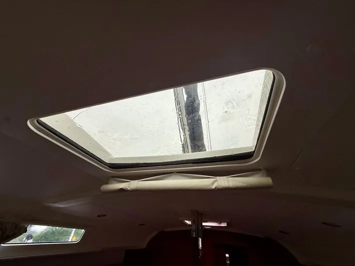  Yacht Photos Pics Interior view of 2012 Beneteau Oceanis 37 sailboat skylight.