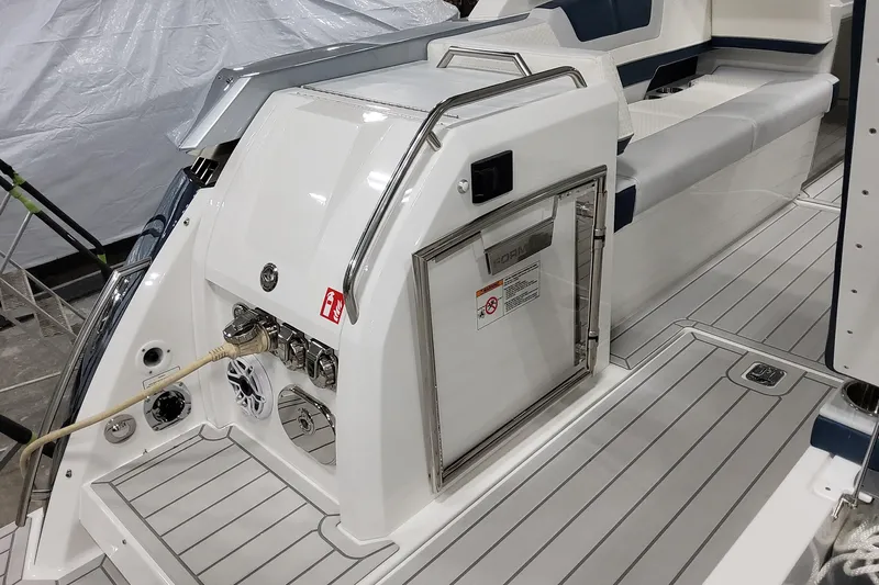  Yacht Photos Pics 2026 Formula 380 Super Sport Crossover OB boat interior with sleek seating and modern amenities.