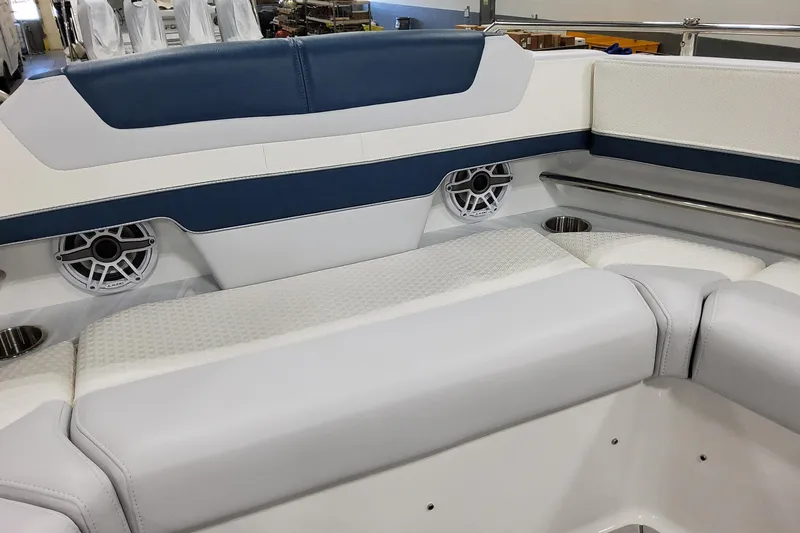  Yacht Photos Pics 2026 Formula 380 Super Sport Crossover OB interior seating with speakers and cup holders.