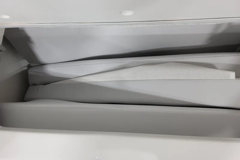  Yacht Photos Pics Storage compartment in 2026 Formula 380 Super Sport Crossover OB boat, featuring cushioned interior.