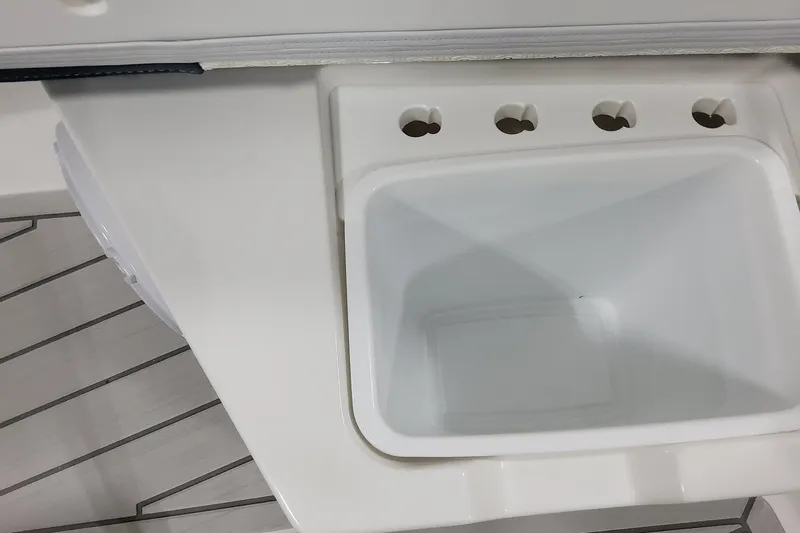  Yacht Photos Pics 2026 Formula 380 Super Sport Crossover OB boat interior with built-in storage compartment.