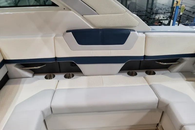 Yacht Photos Pics Luxury seating on 2026 Formula 380 Super Sport Crossover OB with cup holders.