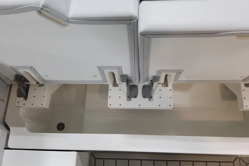  Yacht Photos Pics 2026 Formula 380 Super Sport Crossover OB boat seating and storage compartment detail.