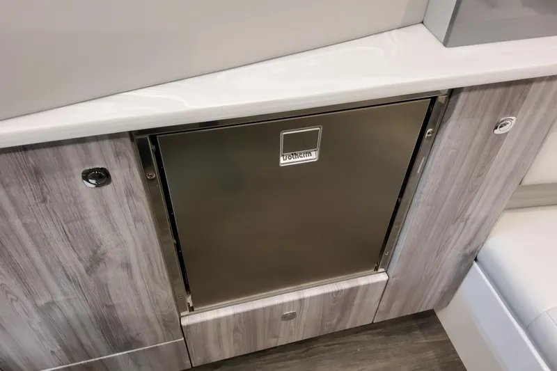  Yacht Photos Pics 2026 Formula 380 Super Sport Crossover OB interior with stainless steel cabinet.