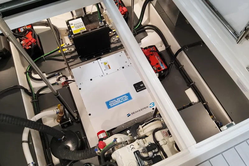  Yacht Photos Pics Engine compartment of 2026 Formula 380 Super Sport Crossover OB with Seakeeper 3 stabilizer.