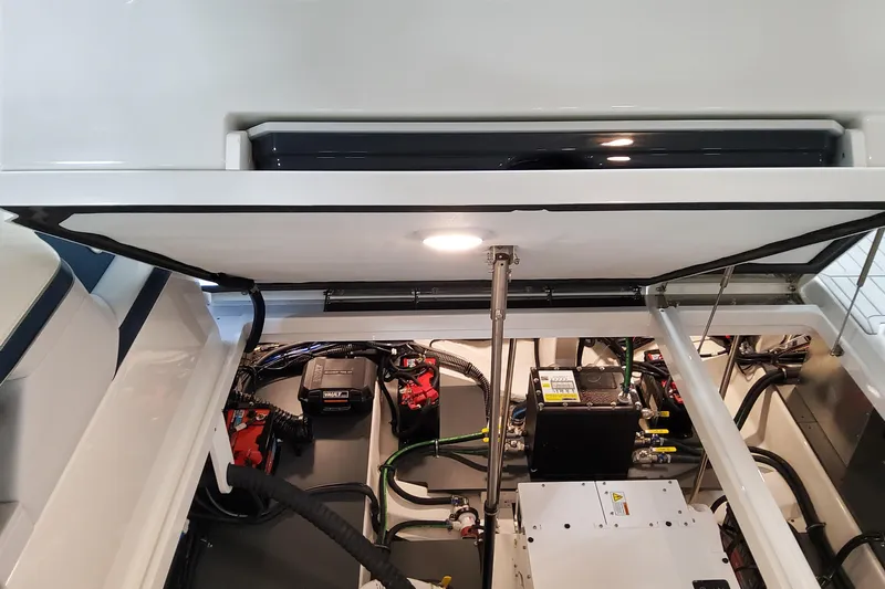  Yacht Photos Pics Engine compartment of 2026 Formula 380 Super Sport Crossover OB, showcasing advanced components.
