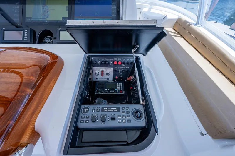 Gypsea Yacht Photos Pics 2015 Viking 66 Open yacht control panel with advanced navigation equipment.